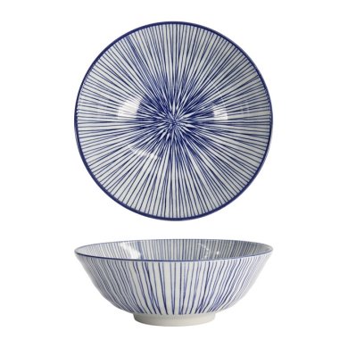 Tokyo Design Studio Ramenschale Nippon Blue Lines Blau/Weiß, Porzellan, Ø 21 × 7,8 cm, 1 l