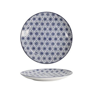 Tokyo Design Studio Teller Nippon Blue Stars Blau/Weiß, Porzellan, Ø 20,6 × 2,2 cm