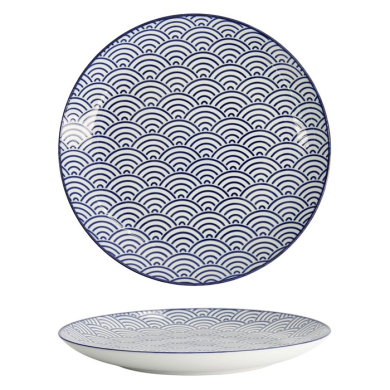 Tokyo Design Studio Plate Nippon Blue Waves Blue/White, Porcelain, Ø 25.7 × 3 cm