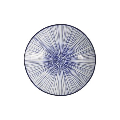 Pasta Plate Nippon Blue Lines Blue/White, Porcelain, Ø 21 × 5.2 cm, Item No. 16030