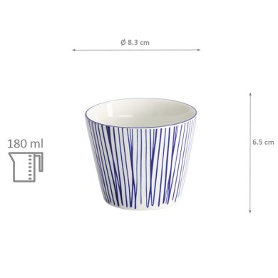 TDS, Teacup, Nippon Blue, Lines, Ø 8.3 x 6.5 cm 180 ml - Item No. 16036