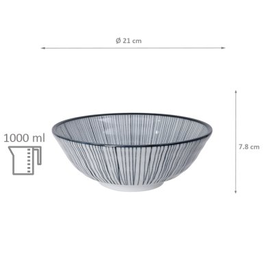 TDS, Soba-Schale, Nippon Black, Lines, Ø 21x 7,8 cm 1000 ml - Art Nr. 16053