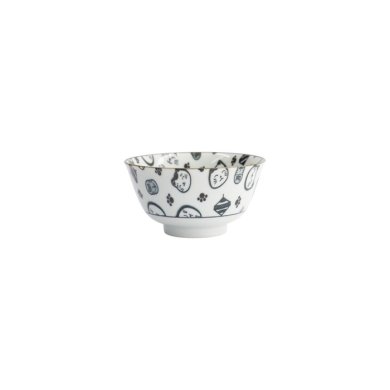 Bowl Kawaii Lucky Cat Neko Black (White/Black), Porcelain, Ø 12.7 × 6.8 cm, 300 ml, Item No. 16122