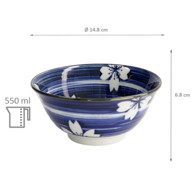 TDS, Bowl, Mixed Bowls, Ø 14.8 x 6.8 cm 550 ml, Hakeme Sakura - Item No. 16524