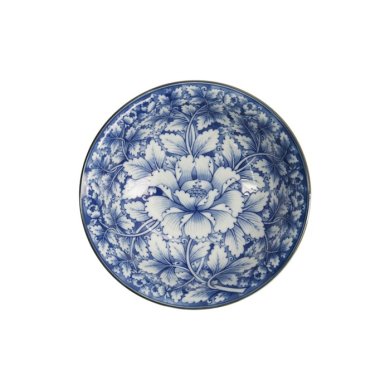 Tokyo Design Studio Ramen Bowl Hana Blue Mixed Bowls Dami Botan White/Blue, Porcelain, Ø 20.8 × 8 cm, 1.2 l
