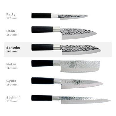 Santoku-Messer (Allzweckmesser) im Hammerschlag-Stil, Edelstahl, Klinge 16,5 cm, Art.-Nr. 16600