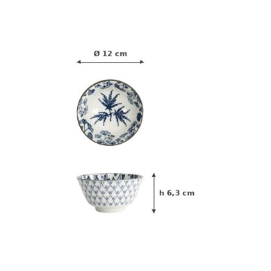 Bowl Flora Japonica Maple Blue/White, Porcelain, Ø 12 × 6.3 cm, 300 ml, Item No. 16697