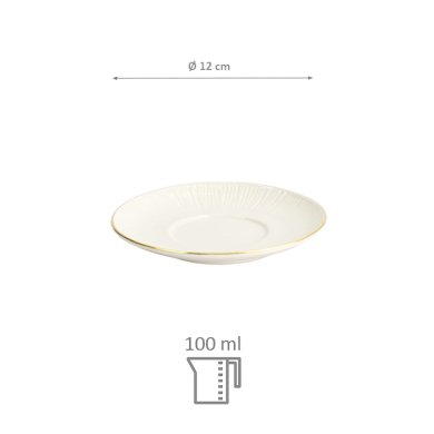 Untertasse Nippon White Lines, Porzellan, Ø 12 cm, 100 ml, Art.-Nr. 16805