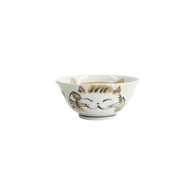 Reisschale Fuku Cat Neko Kawaii Grün, Porzellan, Ø 15 × 7 cm, 500 ml, Art.-Nr. 16901