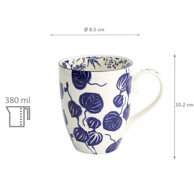 TDS, Mug Giftset, Flora Japonica, Ivy, w/Strainer and Tea Tip,  380ml - Item No 16979
