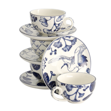 TDS, Cup Set with saucers, 8-piece set, Flora Japonica, 250 ml, Item No. 16980