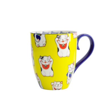 TDS, Kawaii Lucky Cat Mug with Giftbox, Yellow Classic Cat, Ø 8.5x10.2 cm 380ml , Item No. 17618