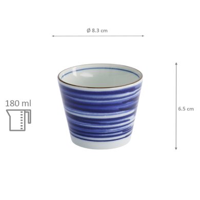 TDS, Gerade Becher, Japan Gosu, Ø 8,3 x 6,5 cm 180 ml, Blau/Weiß, Art.-Nr. 17840