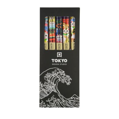 TDS, Chopstick Set, Lucky Cat A2, Kitchenware, 5 pair, 22 cm, Item No. 17913