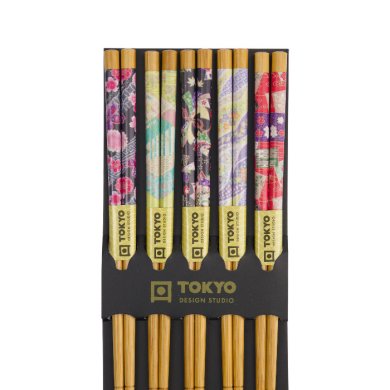 TDS, Chopstick Set, Flowers KZ-8, Kitchenware, 5 pair, 22 cm, Item No. 17921