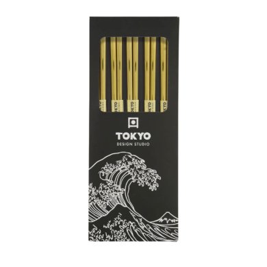 TDS, Chopstick Set, Stainless Steel Gold, 5 pair, 22,5 cm, Item No. 17930