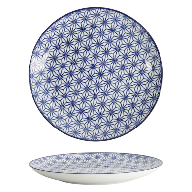 Tokyo Design Studio Plate Nippon Blue Stars Blue/White, Porcelain, Ø 25.7 × 3 cm
