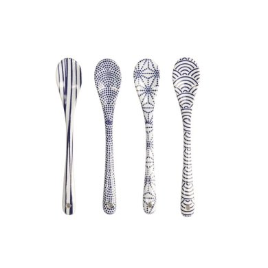 Löffel-Set Nippon Blue (Blau/Weiß), 4-tlg., Porzellan, 13 cm, Art.-Nr. 17987