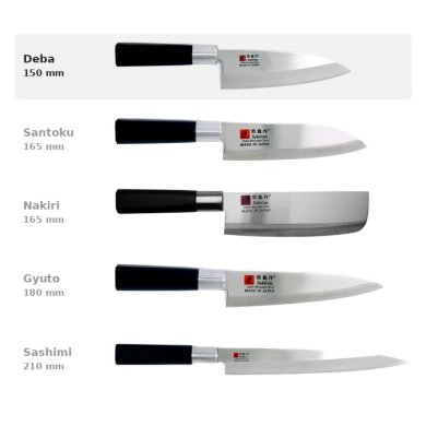 Deba Knife (Meat Knife) Sekiryu, Stainless Steel, blade 15 cm, black ABS plastic handle, Item No. 18289