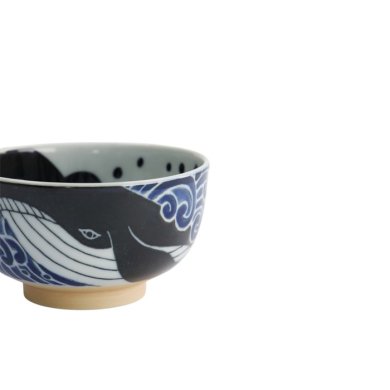 Bowl Kawaii Ohira Whale Blue/White, Porcelain, Ø 12.8 × 7 cm, 300 ml, Item No. 18329