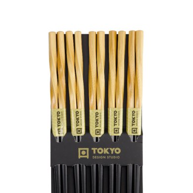 TDS, 5 Paar Essstäbchen, Black Twist, Kitchenware, 22 cm, Art.-Nr. 18618