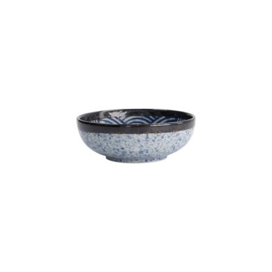 Rice Bowl Aisai Seigaiha Blue, Stoneware, Ø 15.3 × 5.5 cm, 550 ml, Item No. 18686