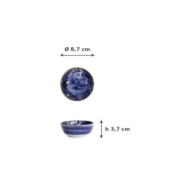 Sauce Bowl Japonism Carp Blue, Porcelain, Ø 8.7 × 3.7 cm, Item No. 18750
