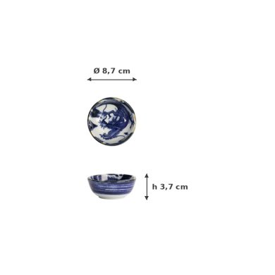 Sauce Bowl Japonism Dragon Blue, Porcelain, Ø 8.7 × 3.7 cm, Item No. 18752