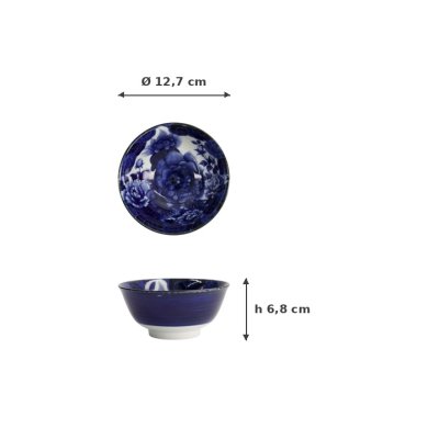 Bowl Japonism Lion Blue, Porcelain, Ø 12.7 × 6.8 cm, 350 ml, Item No. 18757