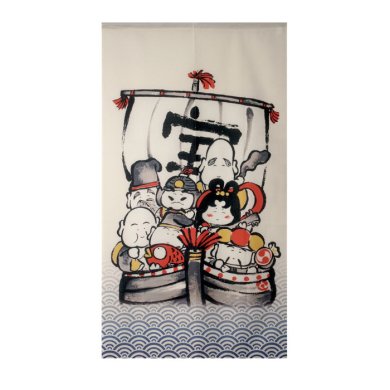 Seven Lucky Gods Takarabune Brush Noren (Vorhang für Türen) bei g-HoReCa