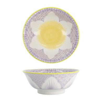Tokyo Design Studio Ramen Bowl Lily Flower Purple, Porcelain, Ø 20.5 × 8 cm, 1.2 l