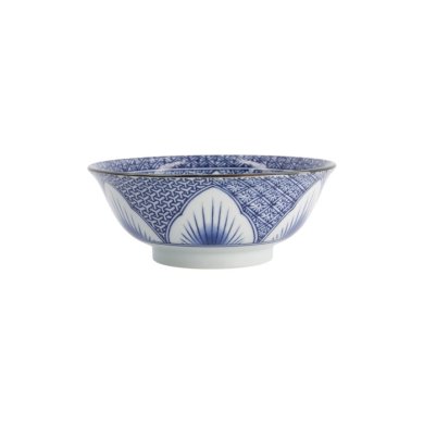 Ramen Bowl Lily Flower Blue, Porcelain, Ø 20.5 × 8 cm, 1.2 l, Item No. 20935