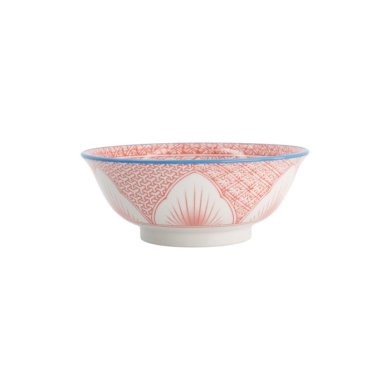 Ramen Bowl Lily Flower Red, Porcelain, Ø 20.5 × 8 cm, 1.2 l, Item No. 20936