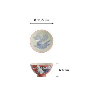 Reisschale Kawaii Crane Rot, Porzellan, Ø 11,5 × 6 cm, 300 ml, Art.-Nr. 20977