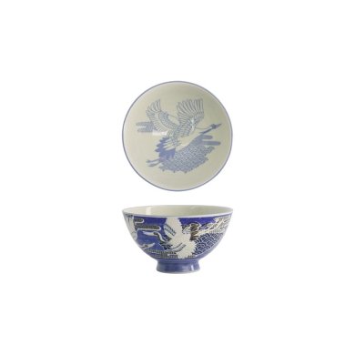 Tokyo Design Studio Rice Bowl Kawaii Crane Blue, Porcelain, Ø 11.5 × 6 cm, 300 ml