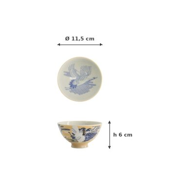 Rice Bowl Kawaii Crane Yellow, Porcelain, Ø 11.5 × 6 cm, 300 ml, Item No. 20979