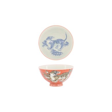 Tokyo Design Studio Rice Bowl, Kawaii Tiger, Red, Ø 11.5 x 6 cm, 300ml