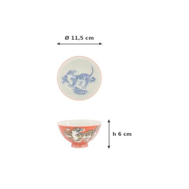 Rice Bowl, Kawaii Tiger, Red, Ø 11.5 x 6 cm, 300ml - Item No: 20982