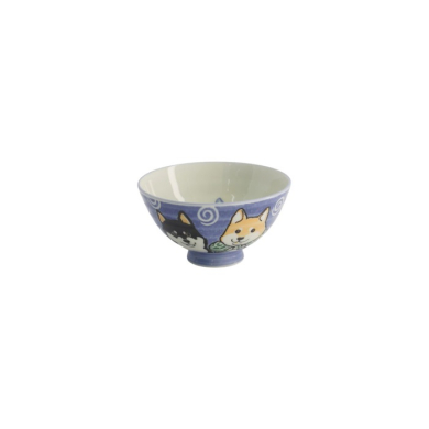 Rice Bowl Kawaii Shiba-Dog Blue, Porcelain, Ø 12.5 × 7 cm, 350 ml, Item No. 20986