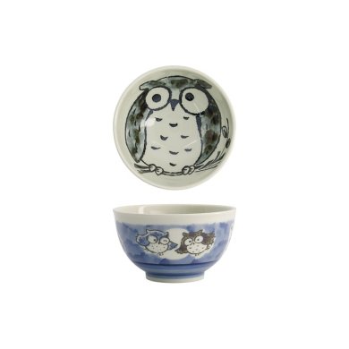 Tokyo Design Studio Rice Bowl Kawaii Owl Blue, Porcelain, Ø 13 × 8 cm, 400 ml