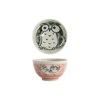 Tokyo Design Studio Rice Bowl Kawaii Owl Pink, Porcelain, Ø 13 × 8 cm, 400 ml