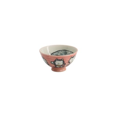 Rice Bowl Kawaii Cat Pink, Porcelain, Ø 11.5 × 6 cm, 300 ml, Item No. 21023