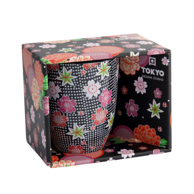 Black Kawaii Flower Mug W/Giftbox at g-HoReCa (picture 1 of 2)