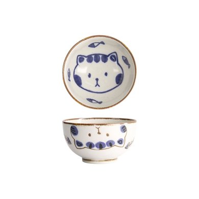 Tokyo Design Studio Bowl Kawaii Cat Neko, Porcelain, Ø 13.7 × 7.4 cm, 500 ml