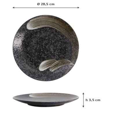 TDS, Großer Runder Teller, Arahake, schwarz/braun, Ø  28.5x3.5cm, Art.-Nr. 21426