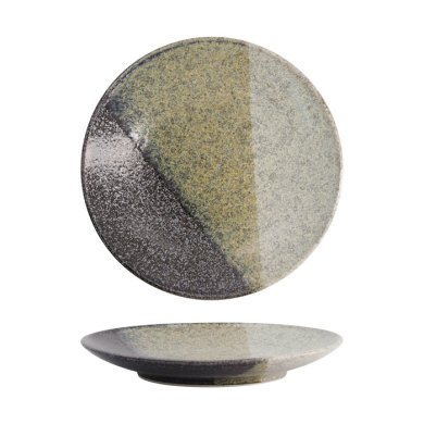 Tokyo Design Studio Teller Oboro Yamakage Schwarz/Braun/Weiß, Keramik, Ø 22,7 × 3,1 cm