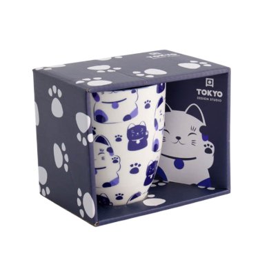 8.5x10.2cm Kawaii Lucky Cat Mug W/Giftbox Blue Cat at g-HoReCa (picture 1 of 5)