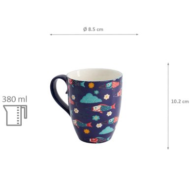 TDS, Kawaii Koinobori Mug W/Giftbox, 8.5x10.2cm, 380 ml, Item No. 21534