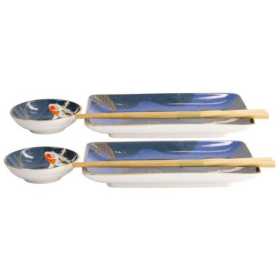 Sushi Set Kawaii Koi Blue, 6 pcs., Porcelain, Item No. 21675