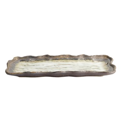 TDS, Rectangular Plate, Yohen Gold Wave, 29 x 13 x 3 cm, Item No. 21903